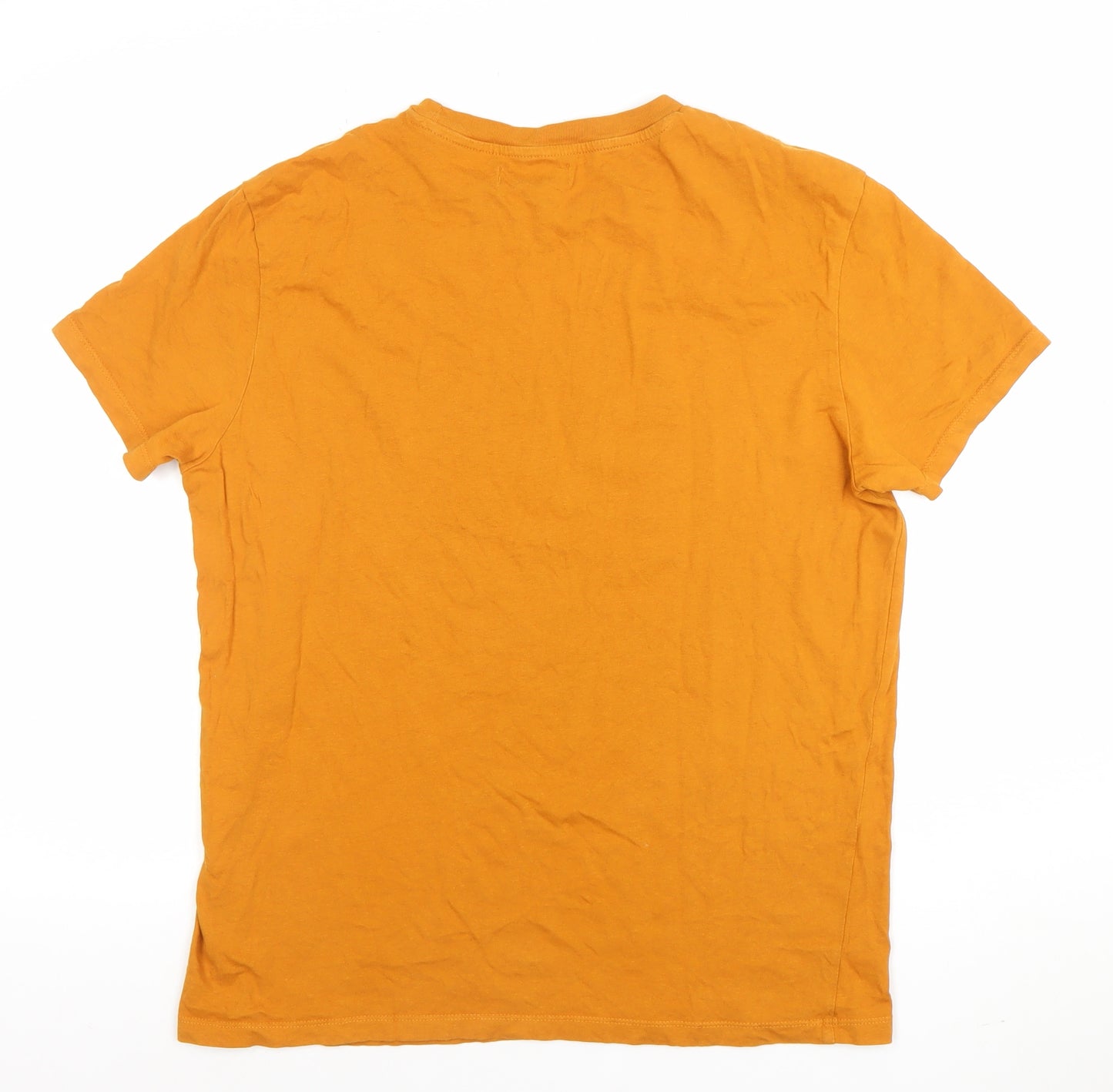 Bershka Men’s Orange Broken Romance Graphic Cotton T-Shirt XS