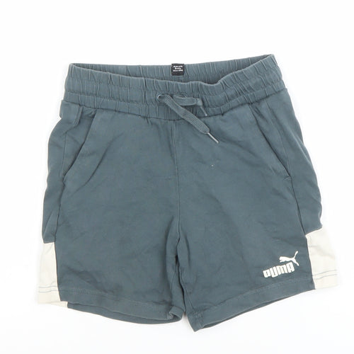 Puma Boys Blue Athletic Shorts 9-10 Years Drawstring Elastic Waist