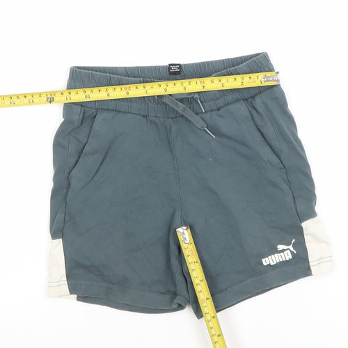 Puma Boys Blue Athletic Shorts 9-10 Years Drawstring Elastic Waist