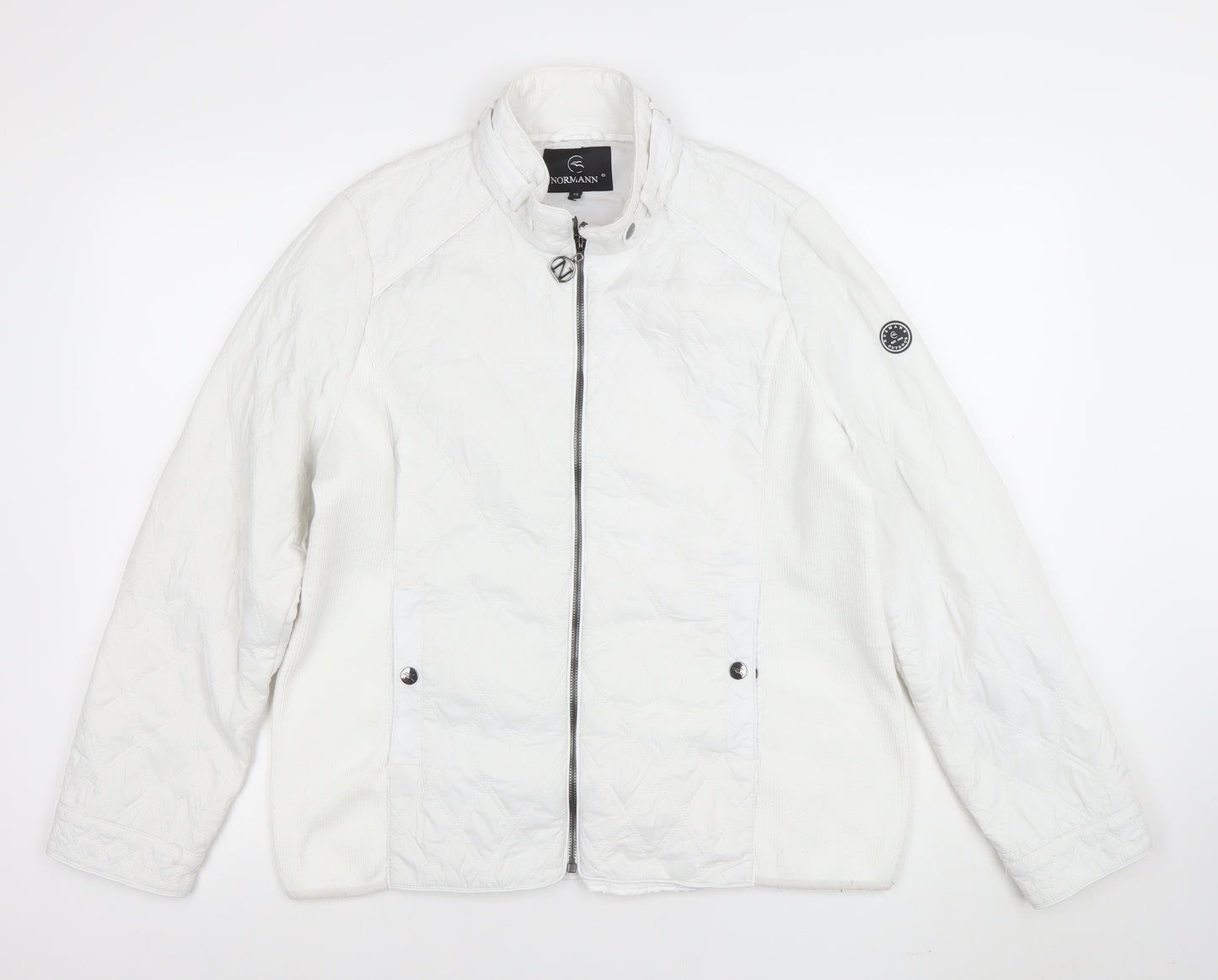 Normann Women White Quilted Mid-Length Jacket Size 12