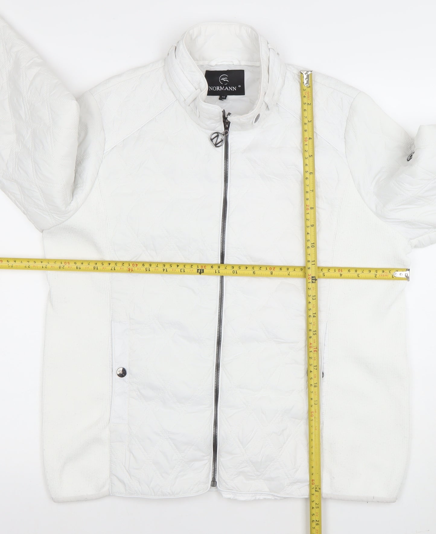 Normann Women White Quilted Mid-Length Jacket Size 12
