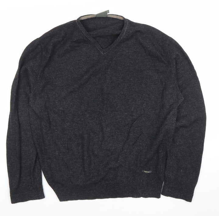 Part Two Mens Grey Lambswool V-Neck Jumper Size M