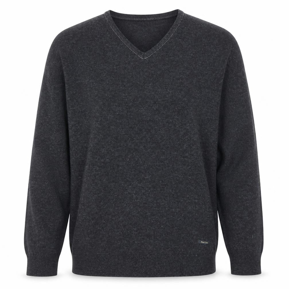 Front view of Part Two men’s grey lambswool v-neck jumper, size M