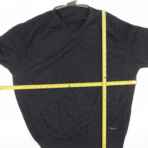 Part Two Mens Grey Lambswool V-Neck Jumper Size M