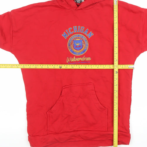 SINAN Red Michigan Wolverines Women's Pullover Hoodie M 100% Cotton