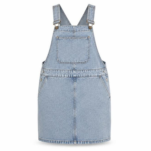 NEVA Women Blue Denim Halter Pinafore Short Dress Size M