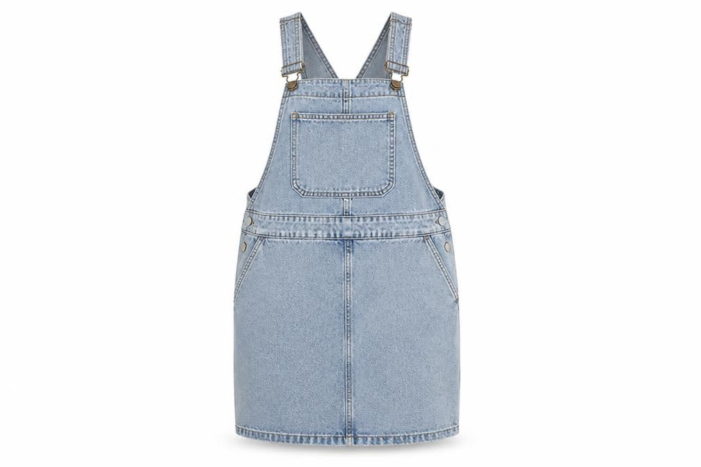 NEVA Women Blue Denim Halter Pinafore Short Dress Size M