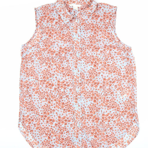 H&M Women's Multicoloured Floral Sleeveless Button-Up Blouse Size 8
