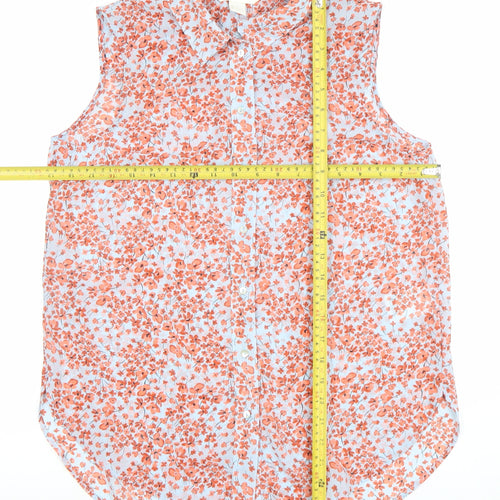 H&M Women's Multicoloured Floral Sleeveless Button-Up Blouse Size 8