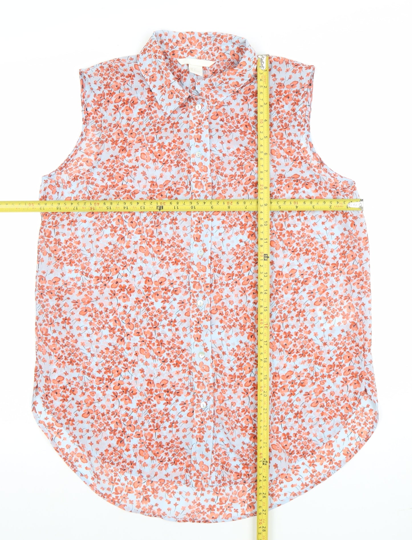 H&M Women's Multicoloured Floral Sleeveless Button-Up Blouse Size 8