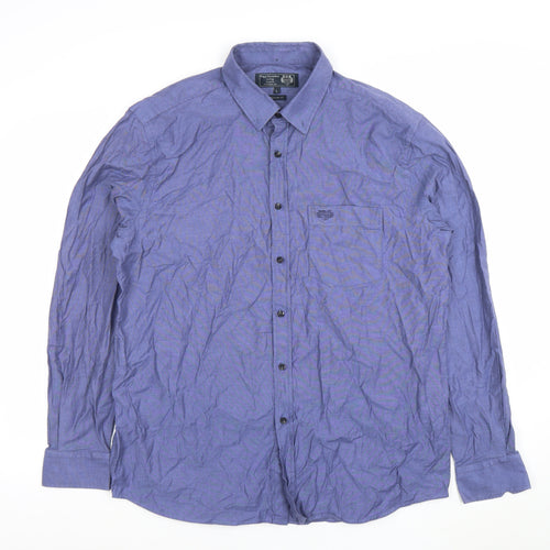 Paul Costelloe Living Men's Blue Regular Fit Cotton Shirt L Long Sleeve