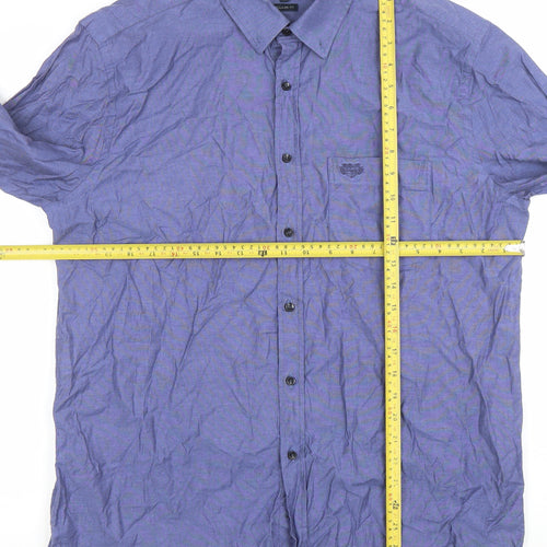 Paul Costelloe Living Men's Blue Regular Fit Cotton Shirt L Long Sleeve