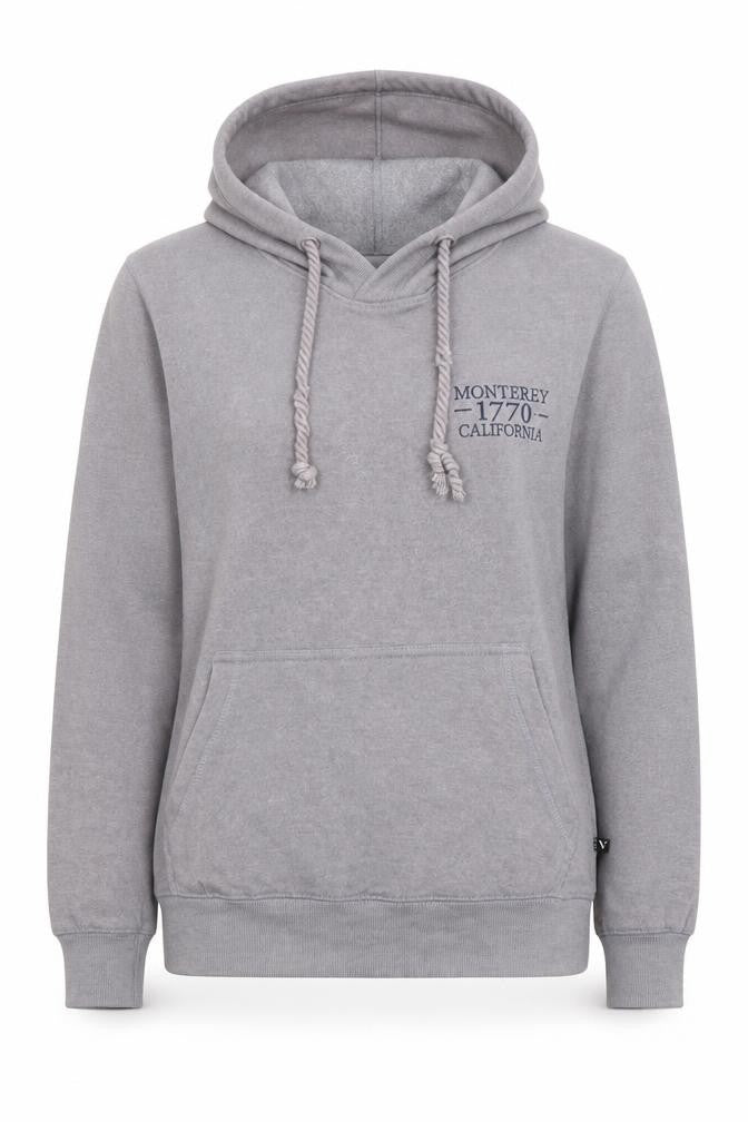 Front view of Valani Women's Grey Pullover Hoodie Small Cotton Blend Monterey Design