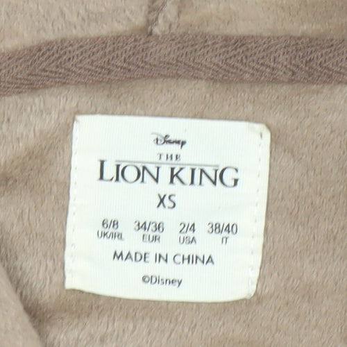 Disney The Lion King Women's Beige Velour Pullover Hoodie XS Simba Print