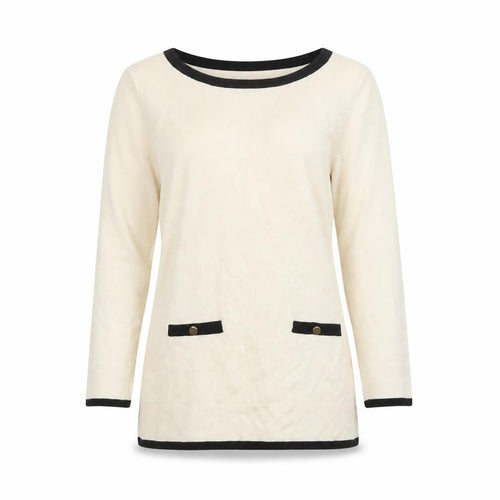 Oasis Women’s Ivory Tunic Top XS 3/4 Sleeve Cotton Viscose Knit