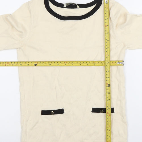 Oasis Women’s Ivory Tunic Top XS 3/4 Sleeve Cotton Viscose Knit