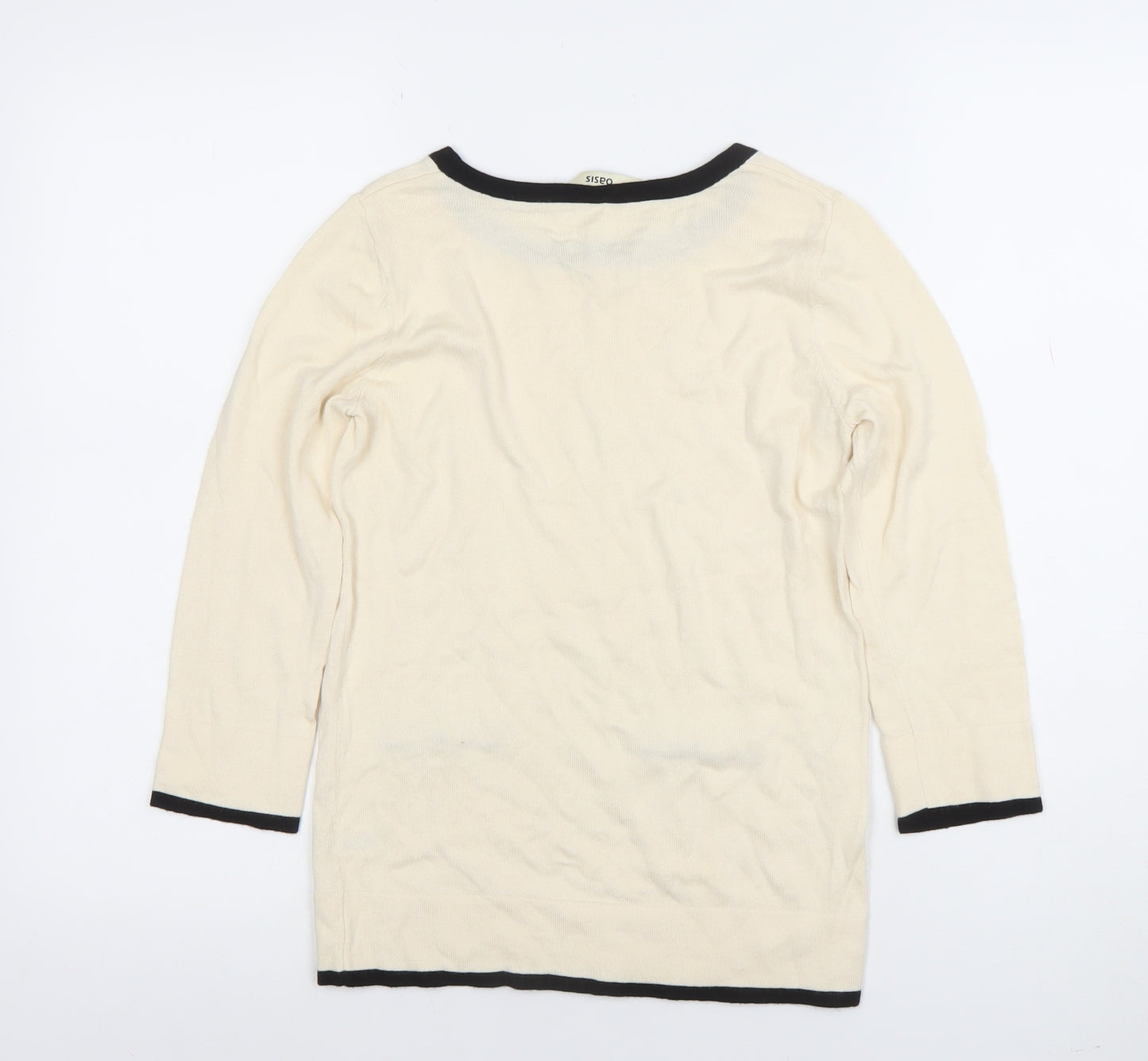 Oasis Women’s Ivory Tunic Top XS 3/4 Sleeve Cotton Viscose Knit