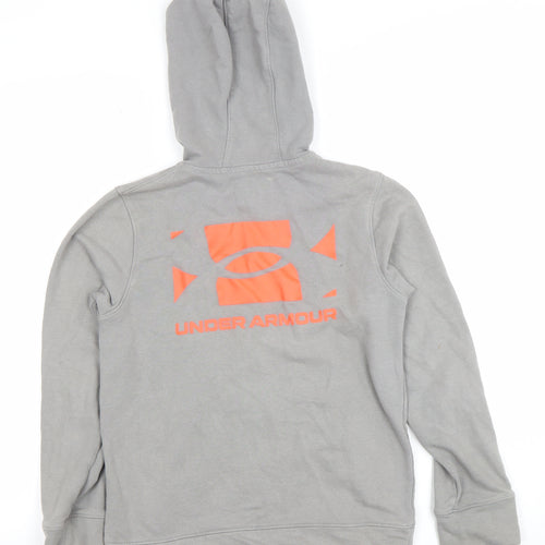 Under Armour Boys Grey Full Zip Hoodie Size Medium Cotton Blend
