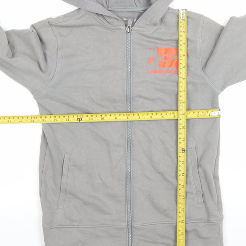 Under Armour Boys Grey Full Zip Hoodie Size Medium Cotton Blend