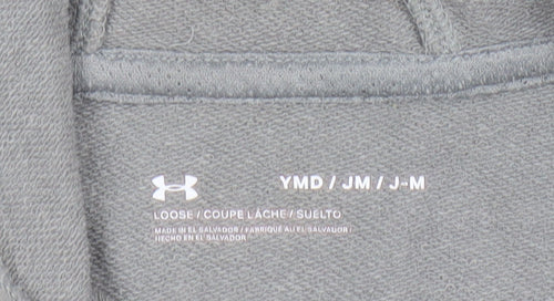 Under Armour Boys Grey Full Zip Hoodie Size Medium Cotton Blend