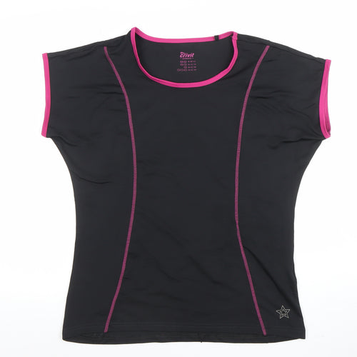 Crivit Sports Black Pink Trim Short Sleeve T-Shirt M