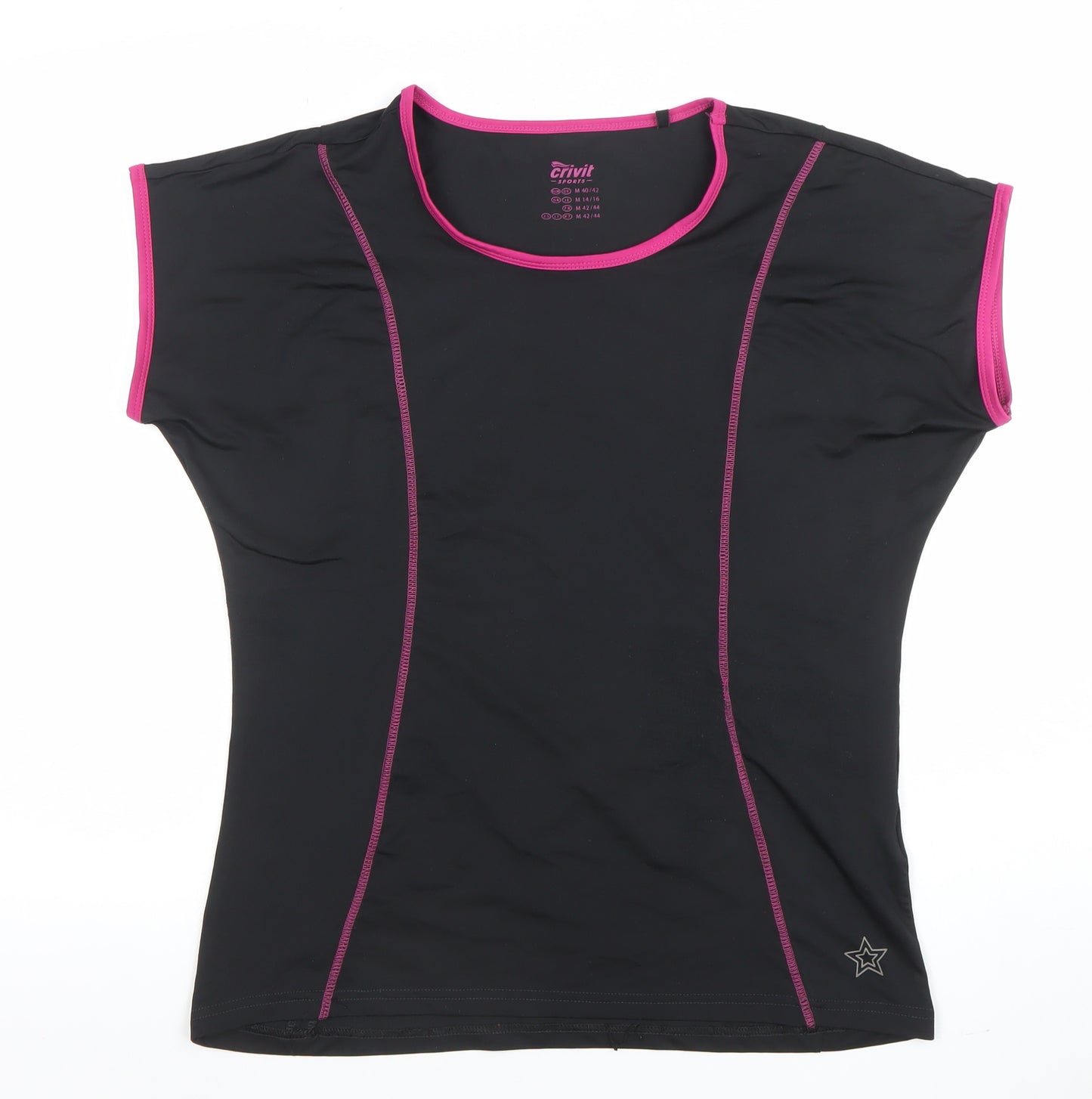 Crivit Sports Black Pink Trim Short Sleeve T-Shirt M