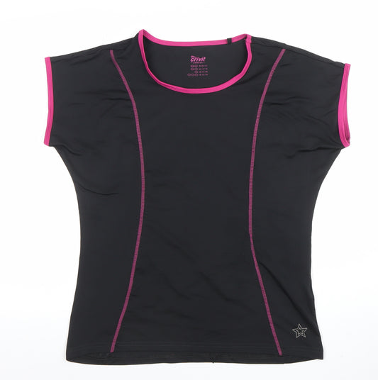 Crivit Sports Black Pink Trim Short Sleeve T-Shirt M