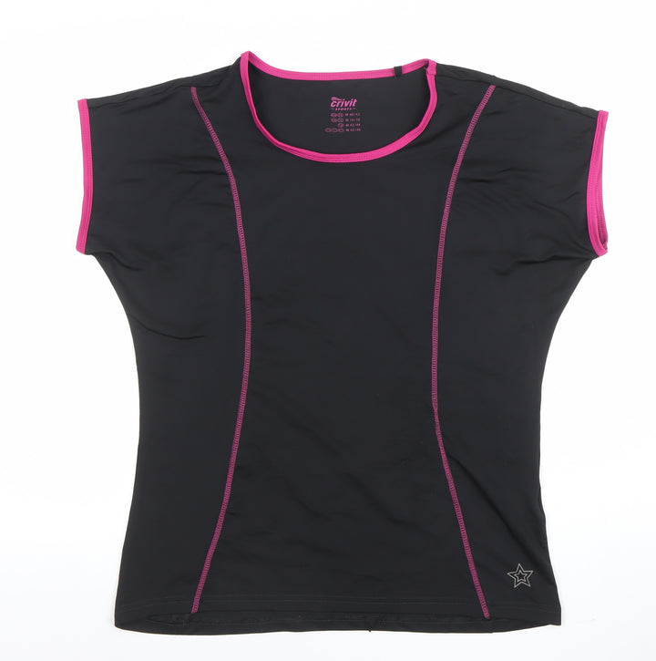 Crivit Sports Black Pink Trim Short Sleeve T-Shirt M