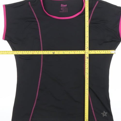 Crivit Sports Black Pink Trim Short Sleeve T-Shirt M