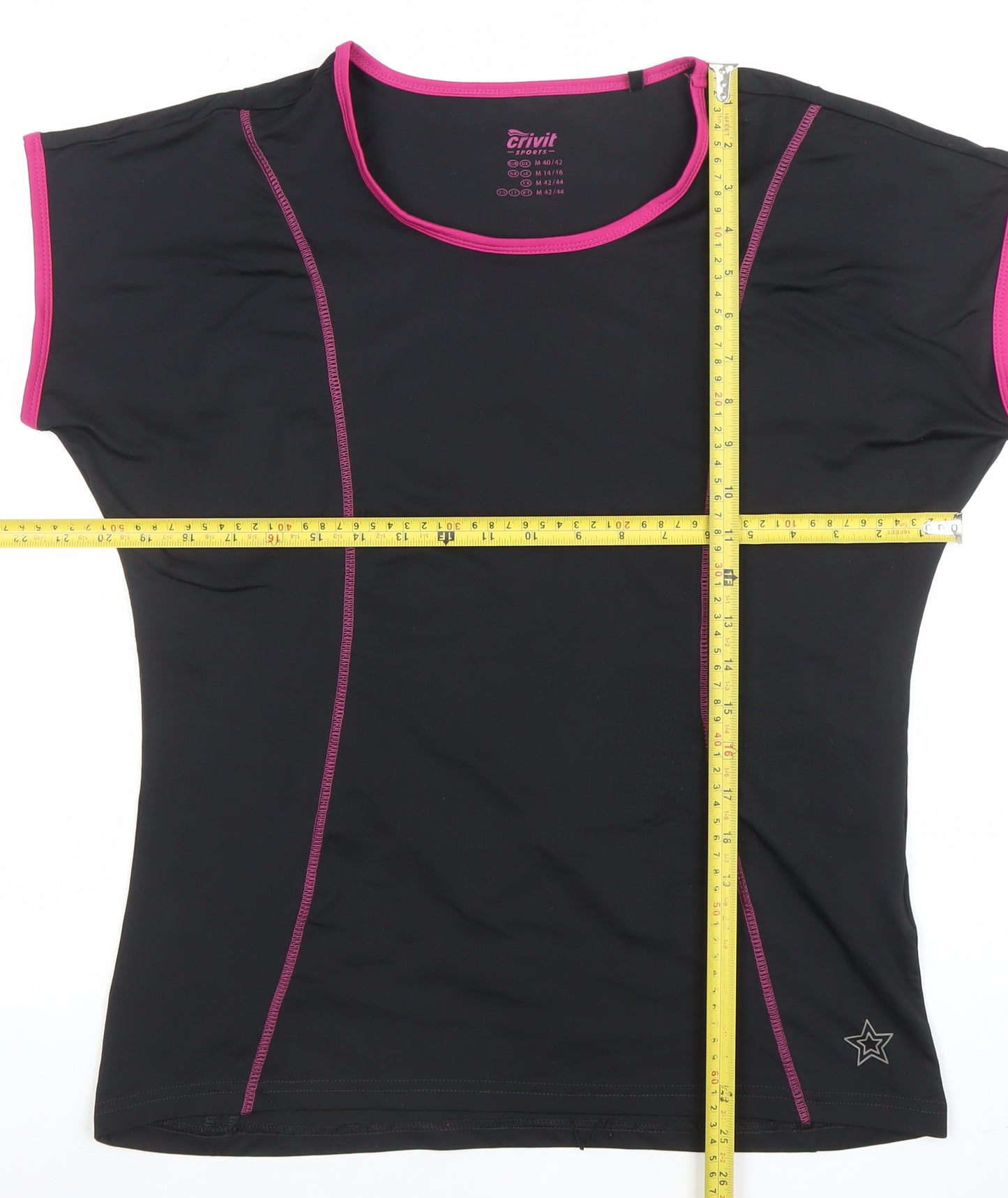 Crivit Sports Black Pink Trim Short Sleeve T-Shirt M