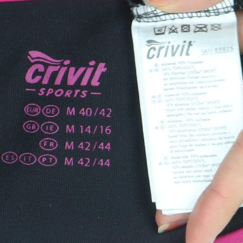 Crivit Sports Black Pink Trim Short Sleeve T-Shirt M