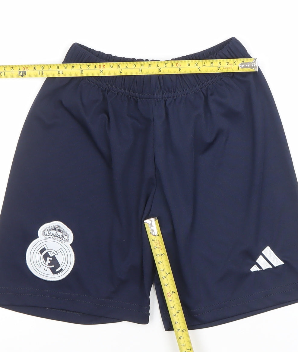 Adidas Boys Blue Athletic Football Shorts Size 152 Real Madrid