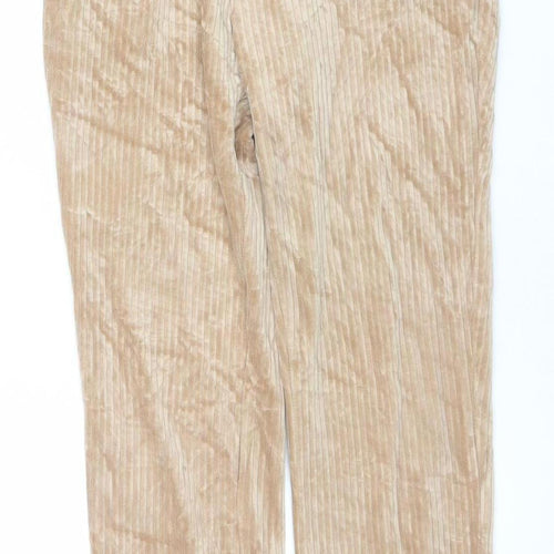 H&M Women Beige XS Velour Jogger Trousers Elastic Waist Soft Lined