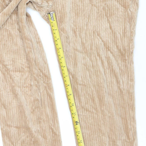 H&M Women Beige XS Velour Jogger Trousers Elastic Waist Soft Lined