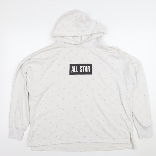 Converse Women White Star Print Pullover Hoodie Size L