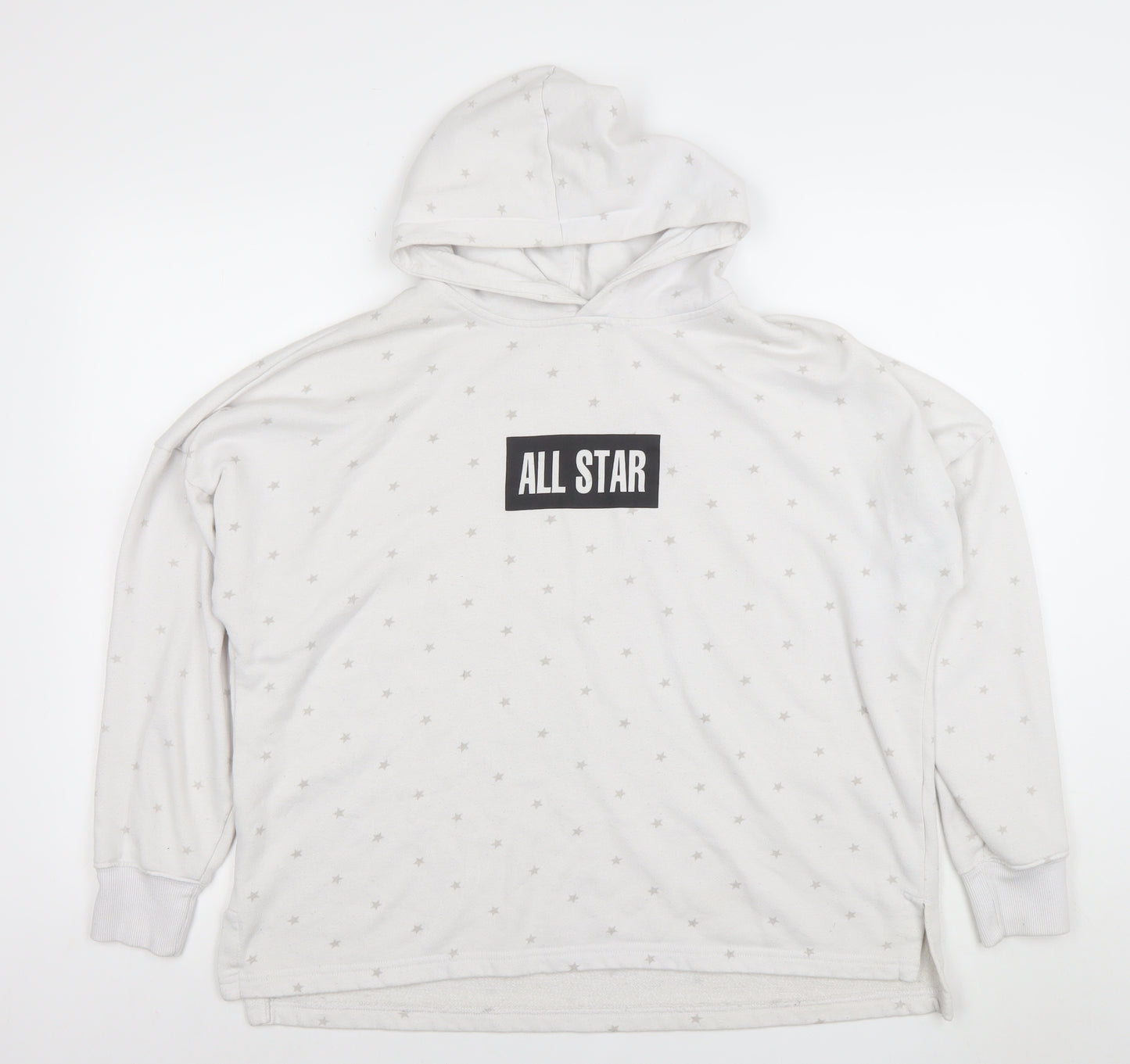 Converse Women White Star Print Pullover Hoodie Size L