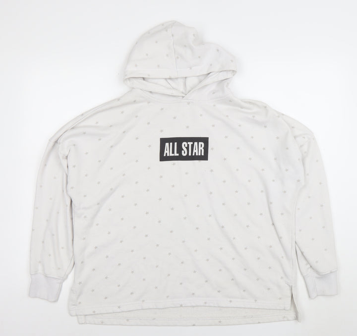 Converse Women White Star Print Pullover Hoodie Size L