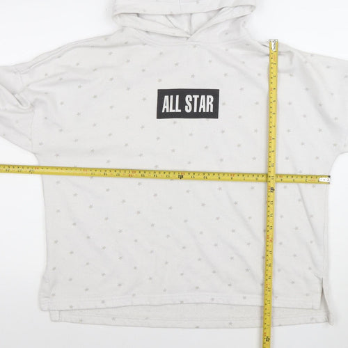 Converse Women White Star Print Pullover Hoodie Size L