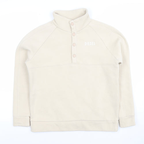 Diesel Women Beige XS Henley Sweatshirt Cotton Blend Pull Over