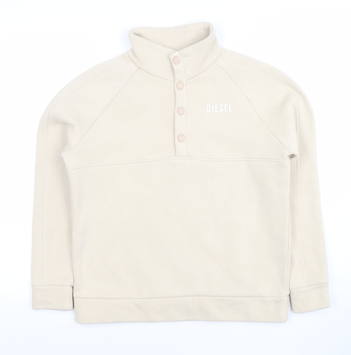 Diesel Women Beige XS Henley Sweatshirt Cotton Blend Pull Over