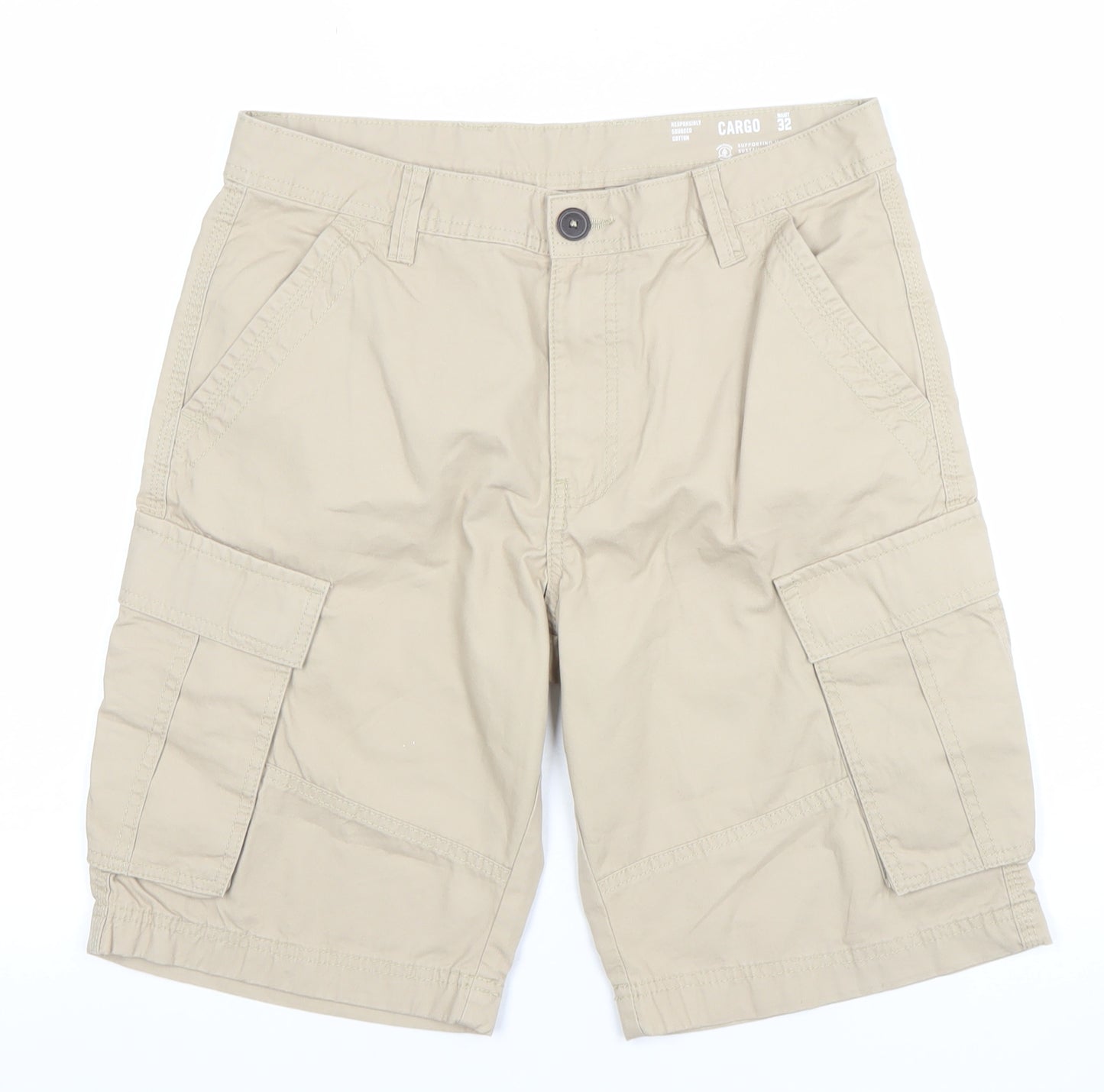 Marks and Spencer Men’s Beige Cargo Shorts Size 32 Regular Cotton