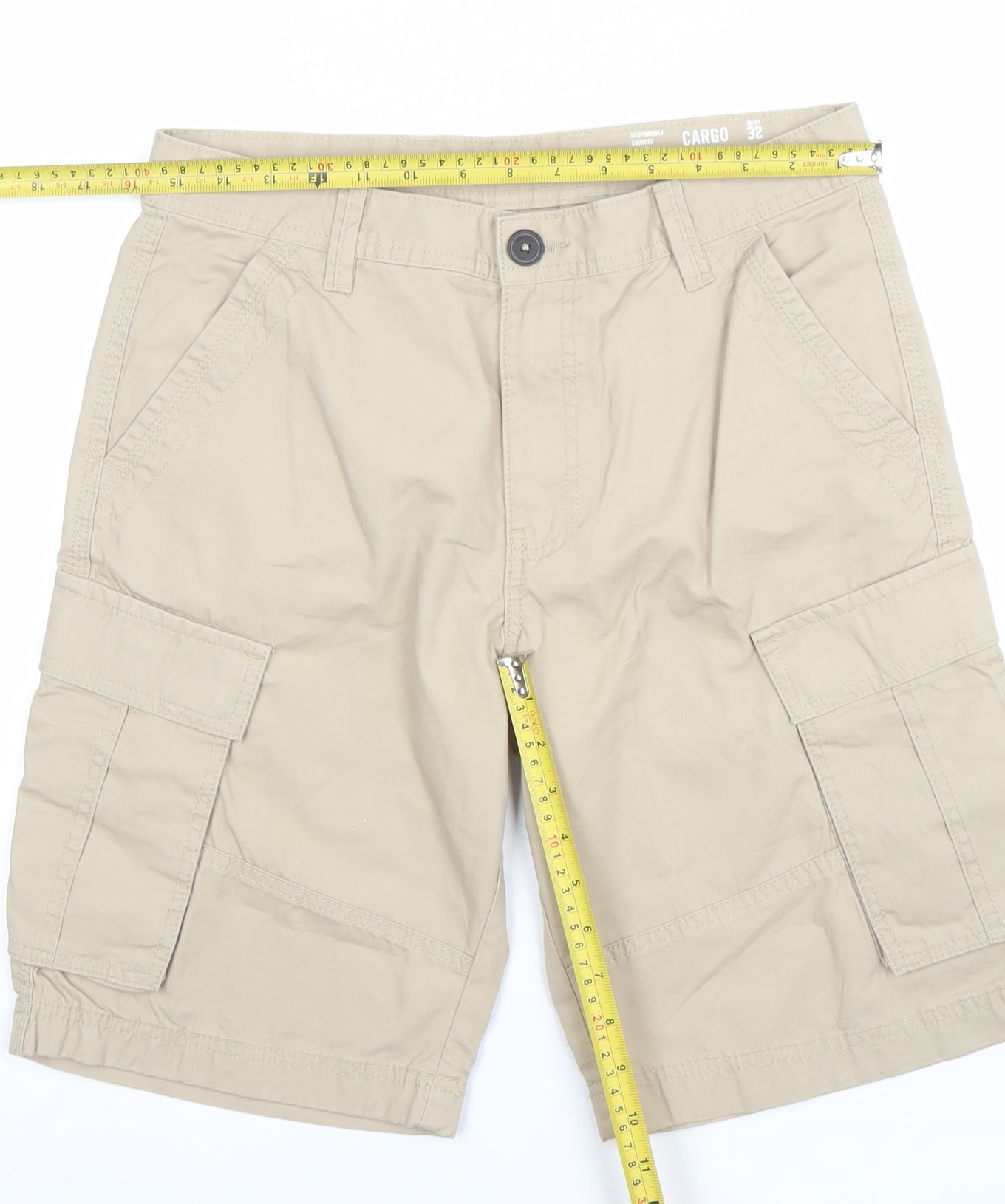 Marks and Spencer Men’s Beige Cargo Shorts Size 32 Regular Cotton
