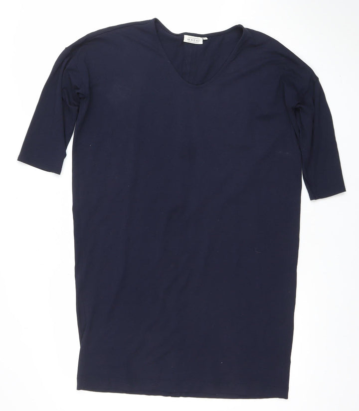 Masai Women Navy Blue M Shift Dress 3/4 Sleeve Viscose Blend