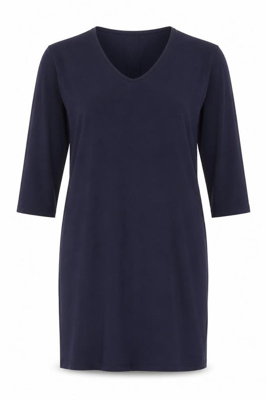 Front view of Masai Women Navy Blue M Shift Dress 3/4 Sleeve Viscose Blend