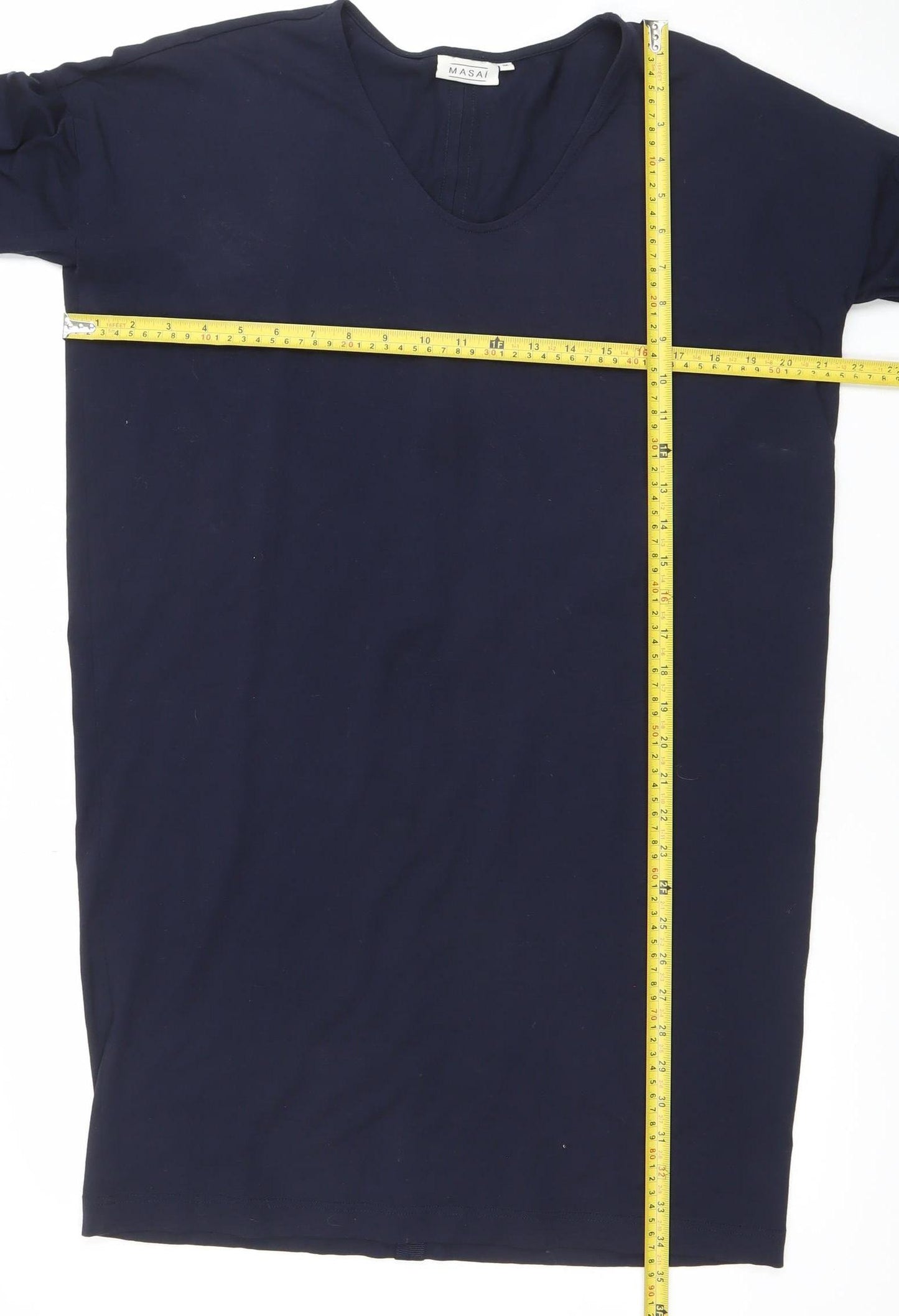 Masai Women Navy Blue M Shift Dress 3/4 Sleeve Viscose Blend