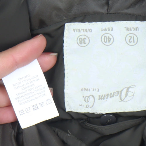 Denim Co Women Khaki Quilted Waistcoat Size 12 Zip Padded Vest
