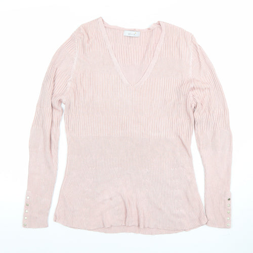 Marks and Spencer Per Una Pink V-Neck Slim Fit Knit Jumper Women's UK 16