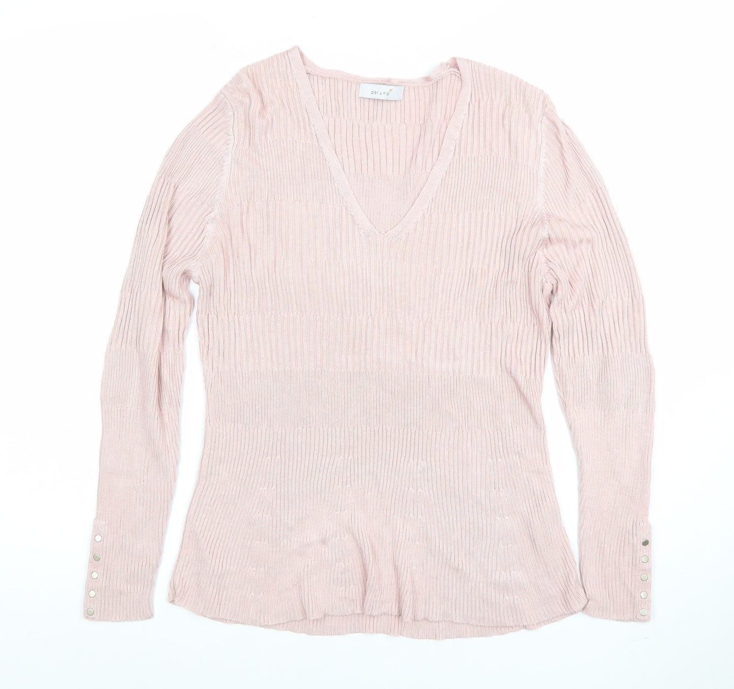 Marks and Spencer Per Una Pink V-Neck Slim Fit Knit Jumper Women's UK 16