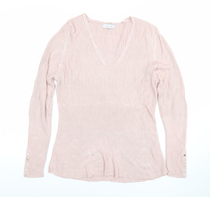 Marks and Spencer Per Una Pink V-Neck Slim Fit Knit Jumper Women's UK 16