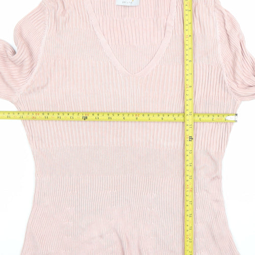 Marks and Spencer Per Una Pink V-Neck Slim Fit Knit Jumper Women's UK 16